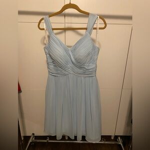 Azazie “Angie” Light Blue Knee-Length Chiffon Bridesmaid Dress—10 Custom